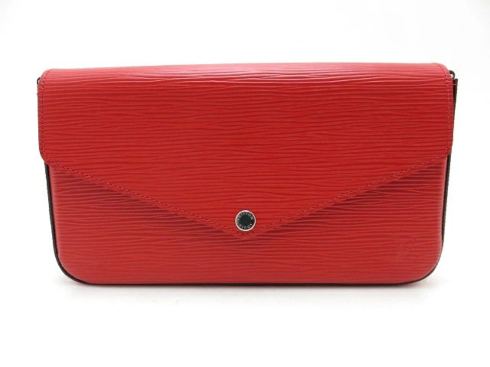 LOUIS VUITTON Pochette Felicie Shoulder Bag Epi Leather Coquelicot Red